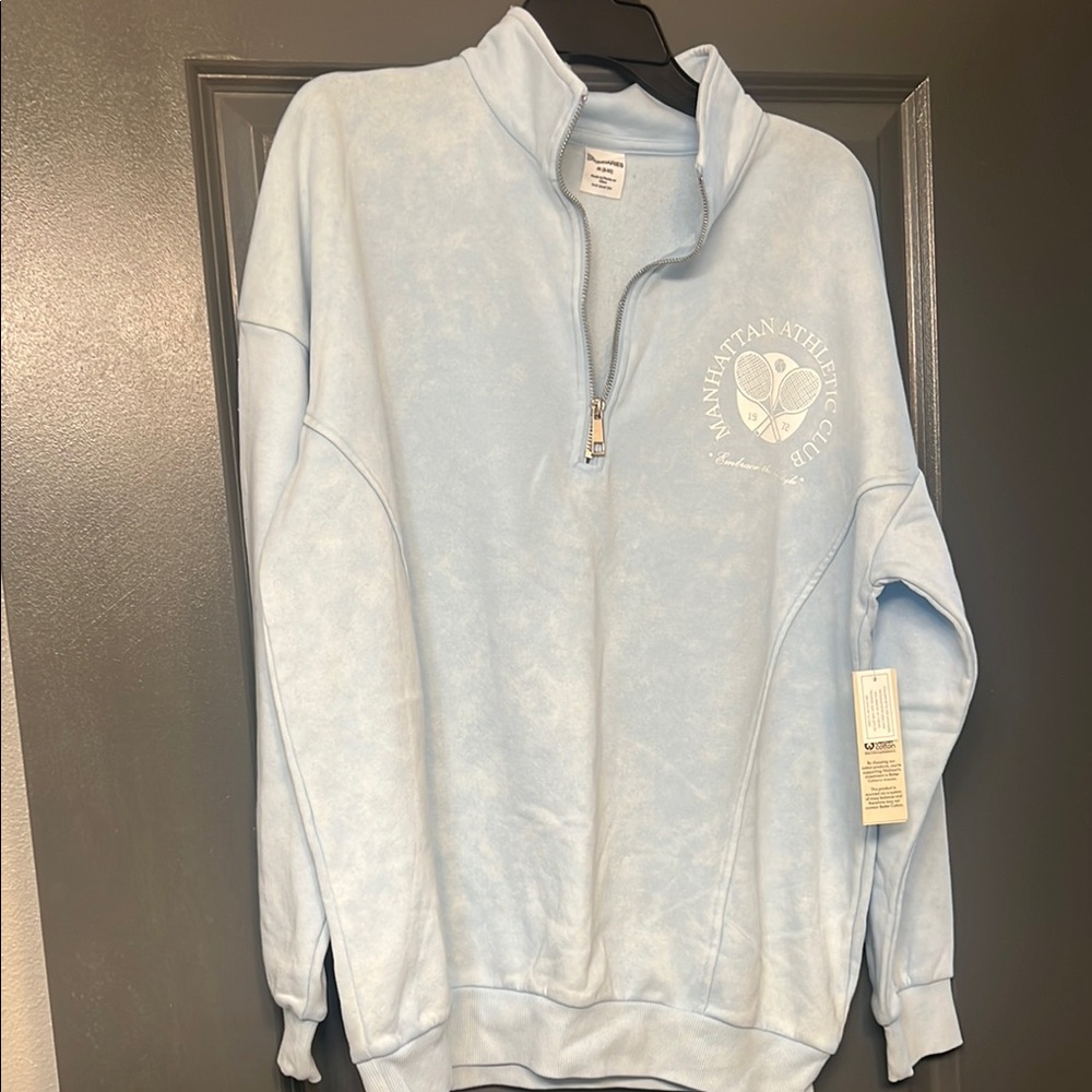 Women's Light Blue Half-Zip Sweater size medium 8-10